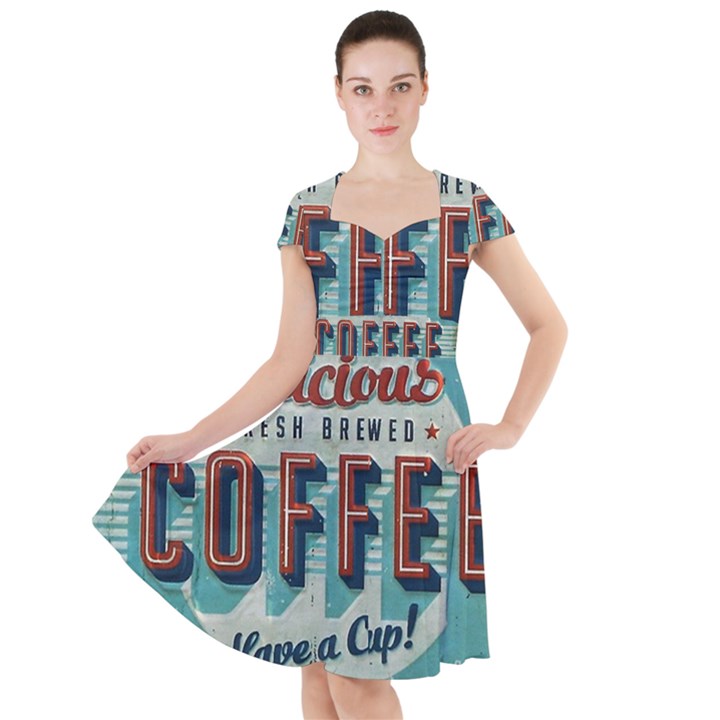 Delicious Coffee Cap Sleeve Midi Dress