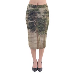 Vintage Bamboo Trees Velvet Midi Pencil Skirt by snowwhitegirl