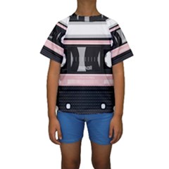 Pink Compact Cassette Kids  Short Sleeve Swimwear by snowwhitegirl