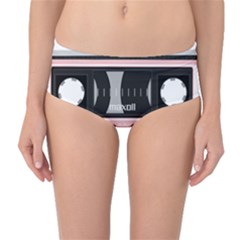 Pink Compact Cassette Mid-waist Bikini Bottoms by snowwhitegirl