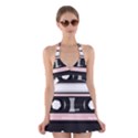 Pink Compact Cassette Halter Dress Swimsuit  View1