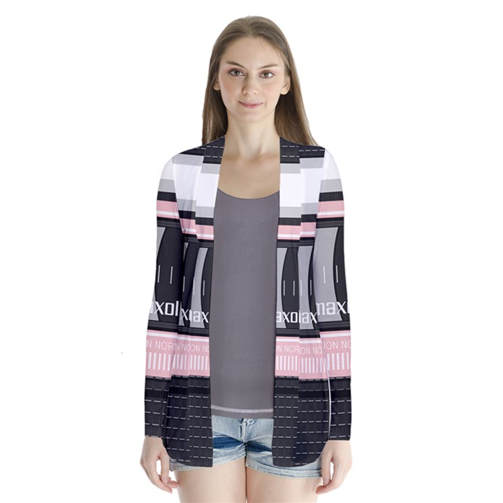 Pink Compact Cassette Drape Collar Cardigan