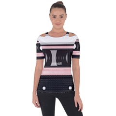 Pink Compact Cassette Shoulder Cut Out Short Sleeve Top by snowwhitegirl