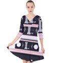 Pink Compact Cassette Quarter Sleeve Front Wrap Dress View1