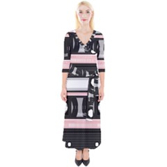 Pink Compact Cassette Quarter Sleeve Wrap Maxi Dress by snowwhitegirl