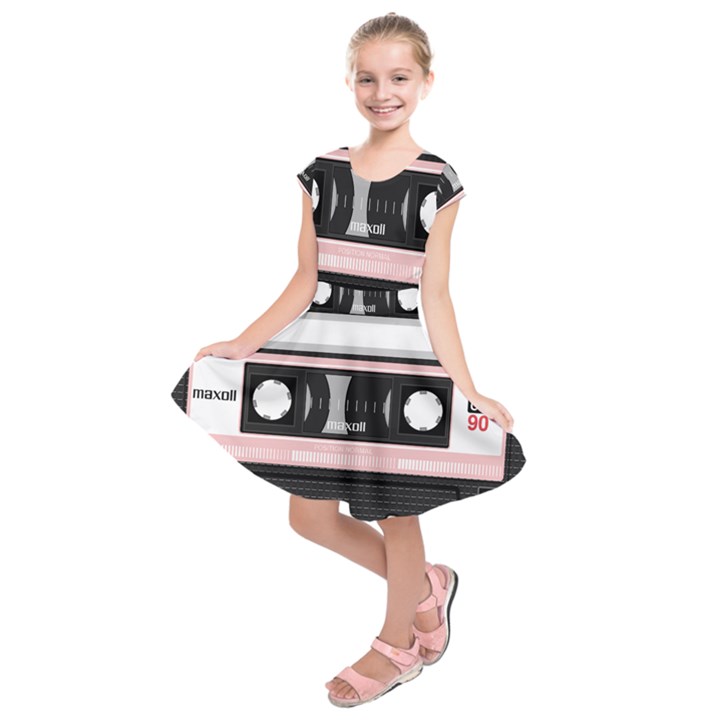 Pink Compact Cassette Kids  Short Sleeve Dress