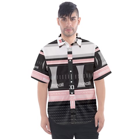 Pink Compact Cassette Men s Short Sleeve Shirt by snowwhitegirl