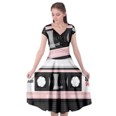 Pink Compact Cassette Cap Sleeve Wrap Front Dress by snowwhitegirl