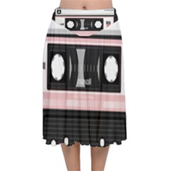 Pink Compact Cassette Velvet Flared Midi Skirt by snowwhitegirl