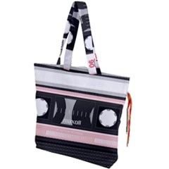 Pink Compact Cassette Drawstring Tote Bag by snowwhitegirl