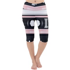 Pink Compact Cassette Lightweight Velour Cropped Yoga Leggings by snowwhitegirl