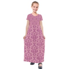 Victorian Pink Ornamental Kids  Short Sleeve Maxi Dress by snowwhitegirl