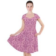 Victorian Pink Ornamental Cap Sleeve Midi Dress