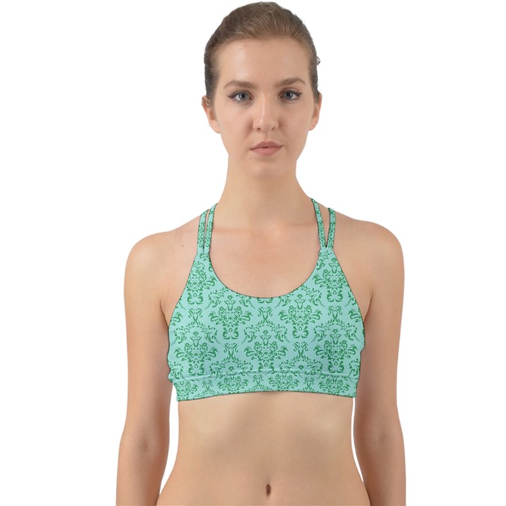 Victorian Teal Ornamental Back Web Sports Bra