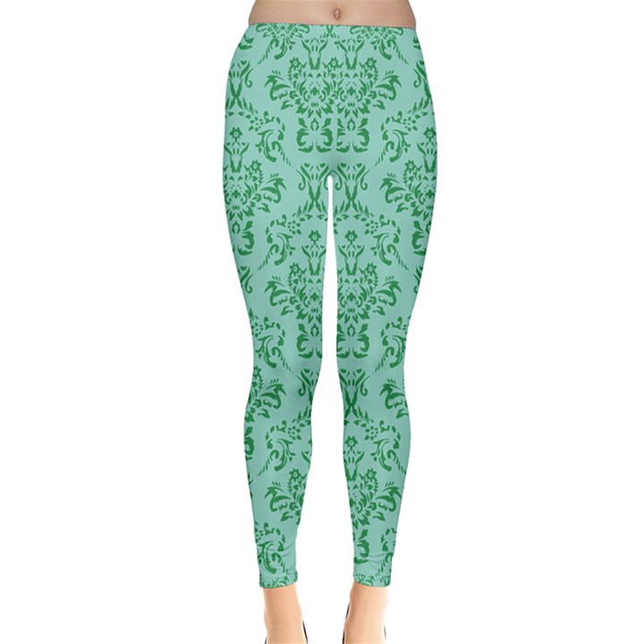 Victorian Teal Ornamental Inside Out Leggings