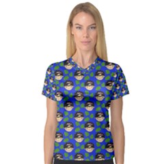 Frida Blue V-neck Sport Mesh Tee