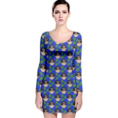 Frida Blue Long Sleeve Velvet Bodycon Dress by snowwhitegirl