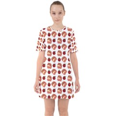 Pasta Pattern Sixties Short Sleeve Mini Dress