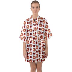 Pasta Pattern Quarter Sleeve Kimono Robe