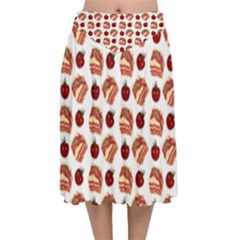 Pasta Pattern Velvet Flared Midi Skirt by snowwhitegirl