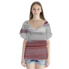 Mars V-neck Flutter Sleeve Top by WILLBIRDWELL