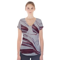 Wine Short Sleeve Front Detail Top by WILLBIRDWELL