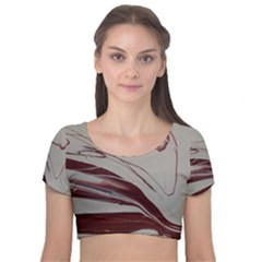 Wine Velvet Short Sleeve Crop Top  by WILLBIRDWELL