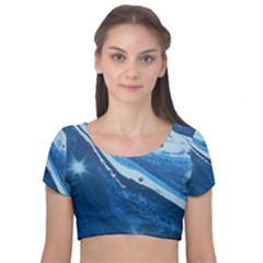 Star Maker Velvet Short Sleeve Crop Top 