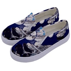 Black And Blue Kids  Canvas Slip Ons by WILLBIRDWELL