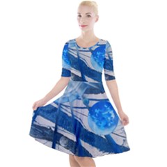 Pulsar Quarter Sleeve A-line Dress by WILLBIRDWELL