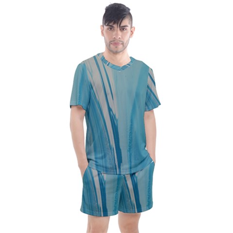 Blue Swirl Men s Mesh Tee And Shorts Set by WILLBIRDWELL