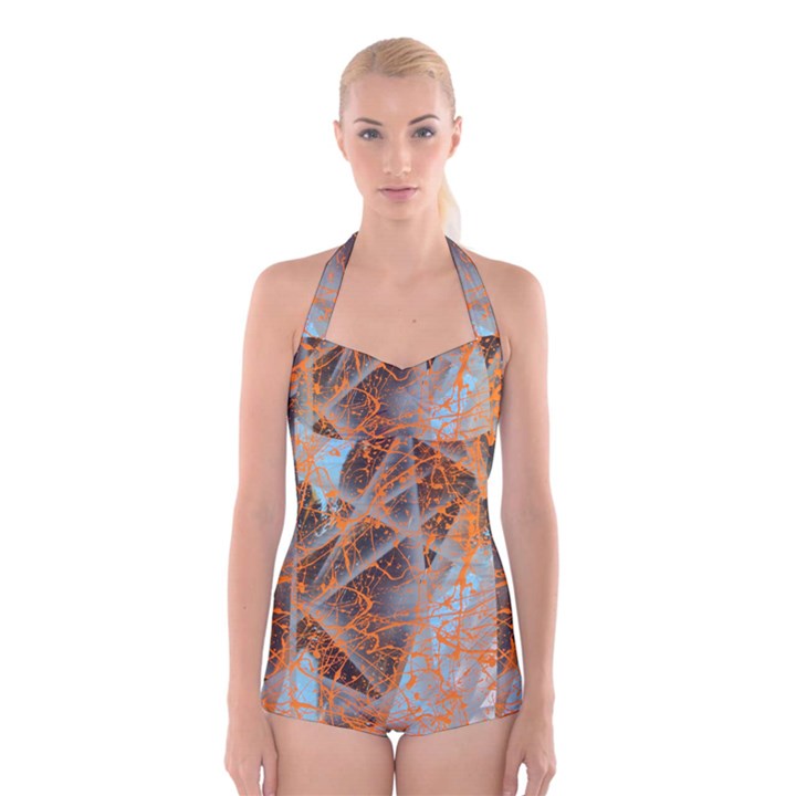 STRING THEORY Boyleg Halter Swimsuit 