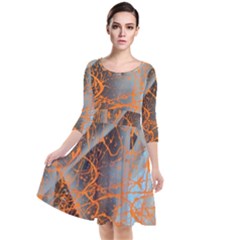 STRING THEORY Quarter Sleeve Waist Band Dress