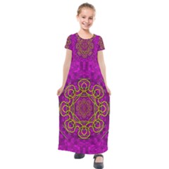 Star Of Freedom And Silent Night Kids  Short Sleeve Maxi Dress by pepitasart