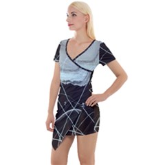 Blue Shell Short Sleeve Asymmetric Mini Dress by WILLBIRDWELL