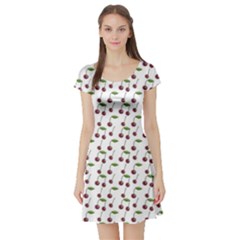 Musical Cherries Pattern Short Sleeve Skater Dress by emilyzragz