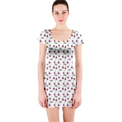 Musical Cherries Pattern Short Sleeve Bodycon Dress by emilyzragz