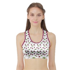 Musical Cherries Pattern Sports Bra With Border by emilyzragz