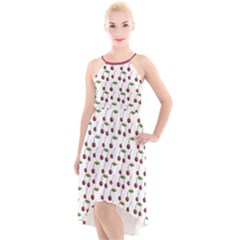 Musical Cherries Pattern High-low Halter Chiffon Dress  by emilyzragz