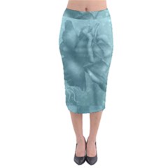 Wonderful Blue Soft Roses Midi Pencil Skirt by FantasyWorld7