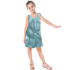 Wonderful Blue Soft Roses Kids  Sleeveless Dress by FantasyWorld7