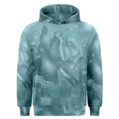 Wonderful Blue Soft Roses Men s Overhead Hoodie by FantasyWorld7