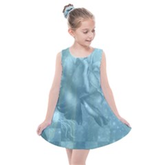 Wonderful Blue Soft Roses Kids  Summer Dress by FantasyWorld7