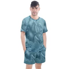 Wonderful Blue Soft Roses Men s Mesh Tee And Shorts Set