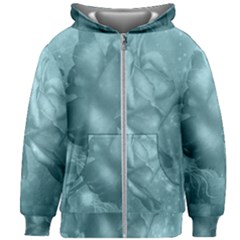 Wonderful Blue Soft Roses Kids Zipper Hoodie Without Drawstring