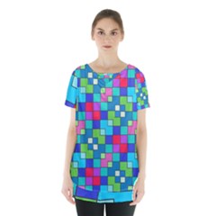 Retro Squares                                                 Skirt Hem Sports Top by LalyLauraFLM