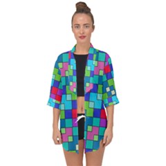 Retro Squares                                            Open Front Chiffon Kimono