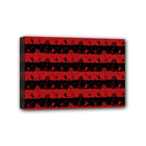 Blood Red And Black Halloween Nightmare Stripes  Mini Canvas 6  X 4  (stretched) by PodArtist