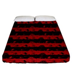 Blood Red And Black Halloween Nightmare Stripes  Fitted Sheet (king Size) by PodArtist