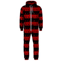 Blood Red And Black Halloween Nightmare Stripes  Hooded Jumpsuit (men)  by PodArtist